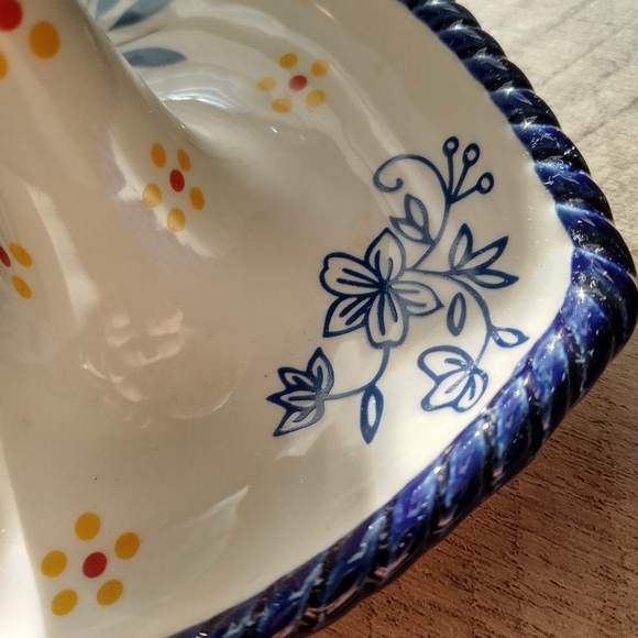 EUC Temp-tations Old World Ceramic Heart Shaped Ring Dish 💙💛💍 - Picture 6 of 7